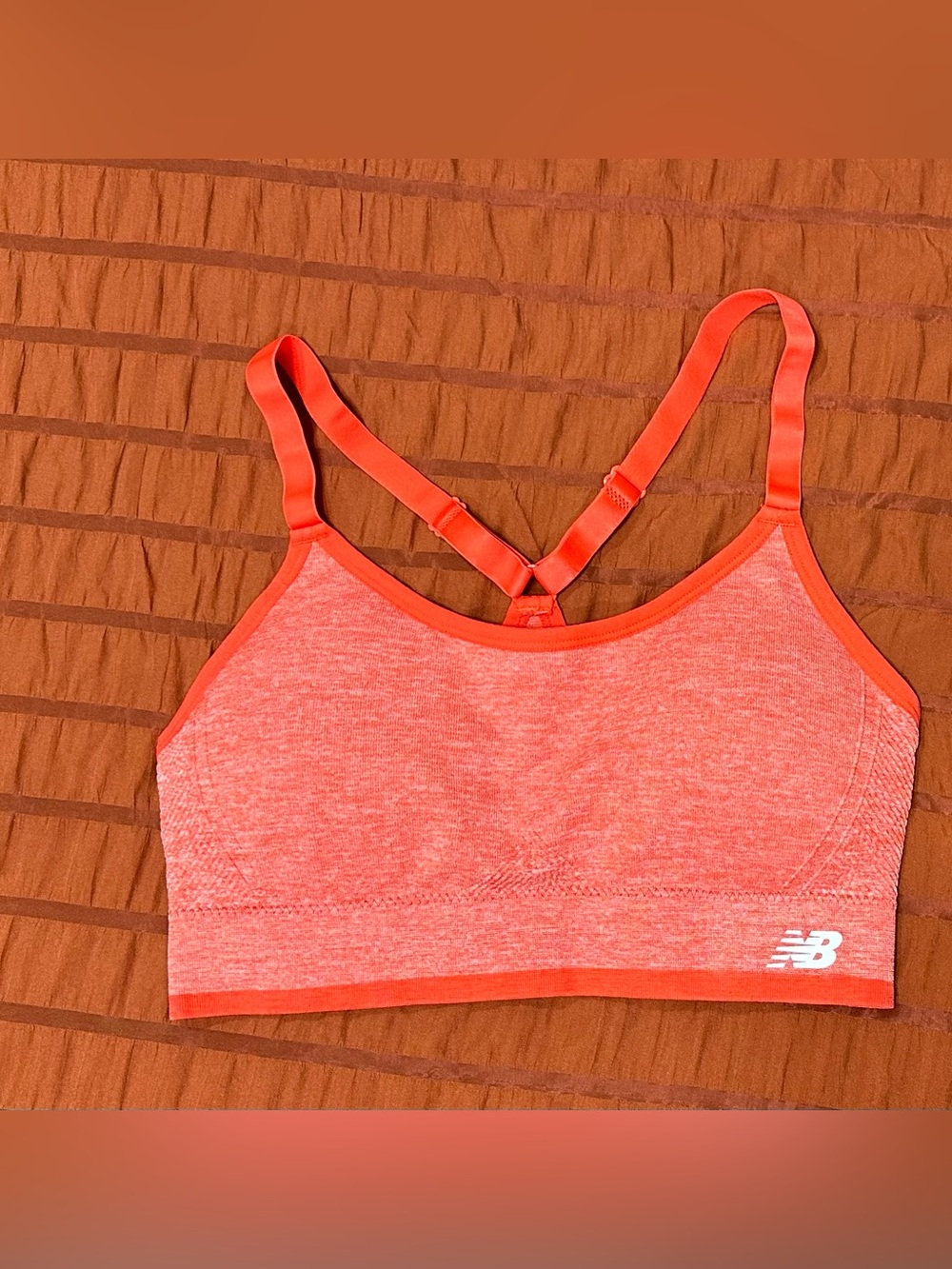 New Balance Coral/Heathery Orange Racerback Sports Bra